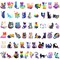 Wrapables Waterproof Vinyl Stickers for Water Bottles, Laptop, Phones, Skateboards, Decals for Teens, 110pcs Starry Cats